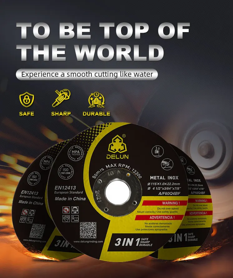 DELUN hot selling china manufacture 4.5inch abrasive cut-off wheels with international standard