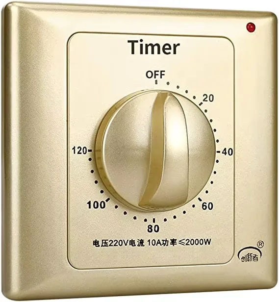 CXZTCL 30 min Gold Mechanical Timing Switch Energy saving spring loaded countdown timer for lamp, pump in wall type electromecha