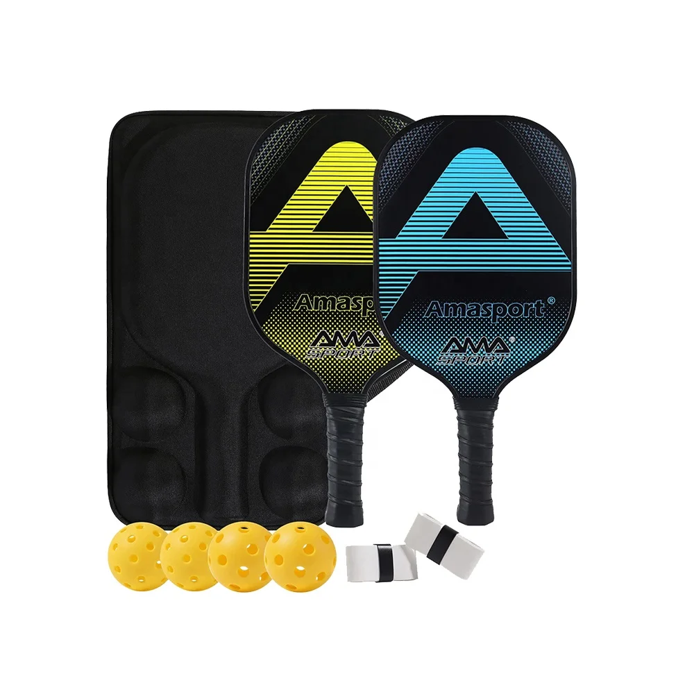 China Factory Custom Lightweight PP Core Pickleball Paddle Set with 2 Pickleball Racquets 4 Balls and Portable Carry Bag