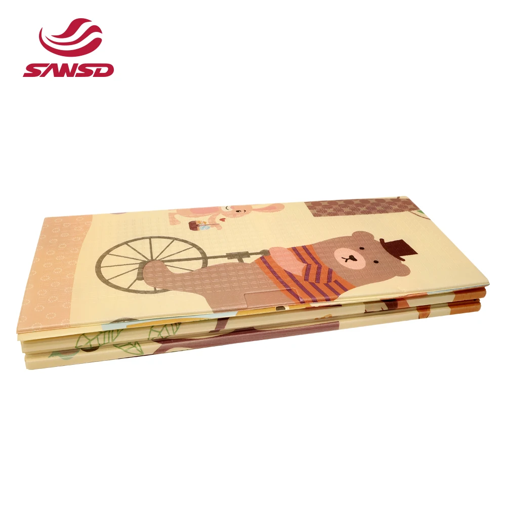 Sansd Crawling Soft XPE Foam Large Children Toddler Kids Baby Play Puzzle Waterproof Folding Foldable Floor Mat For Kid