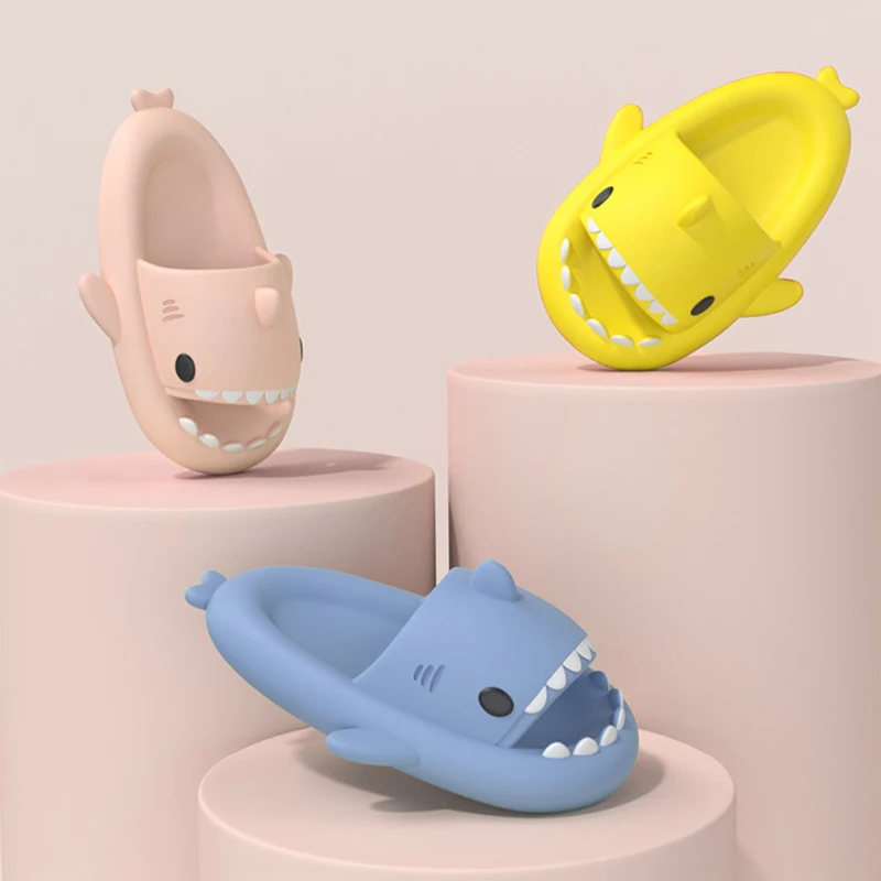 Мягкие тапочки из ЭВА в форме акулы для взрослых, детей, дома, пляжа, улицы, Мультяшные слайды в форме акулы для детей, 2023