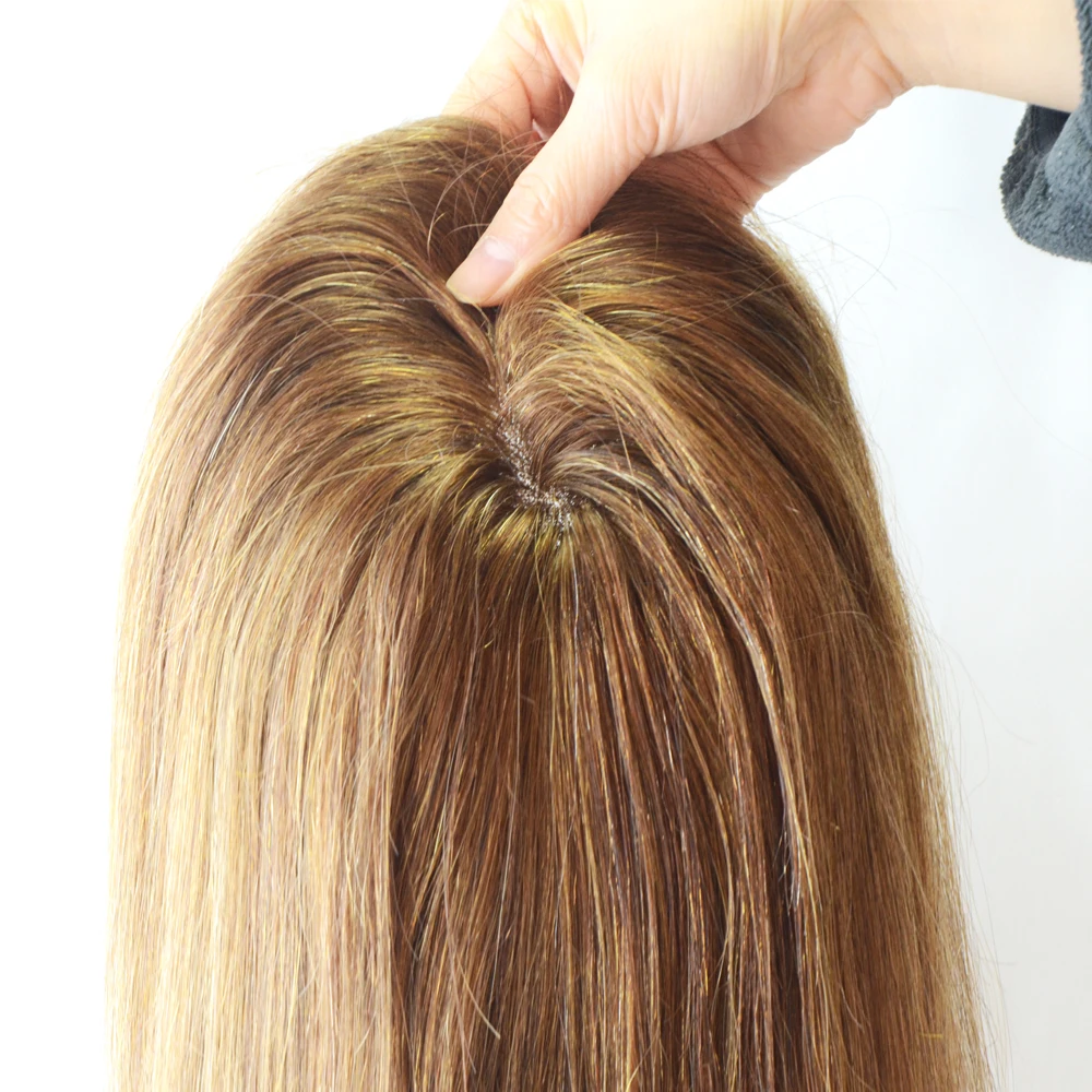 High feedback russian silk base virgin human hair blonde topper