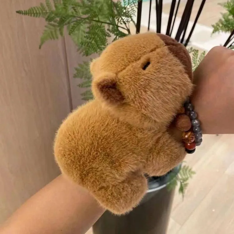 New Lovely Capybara Animal Slap Snap Wrap Wristband Bracelet Capybara Plush Hand Ring Wristband Kid Toys Birthday Present