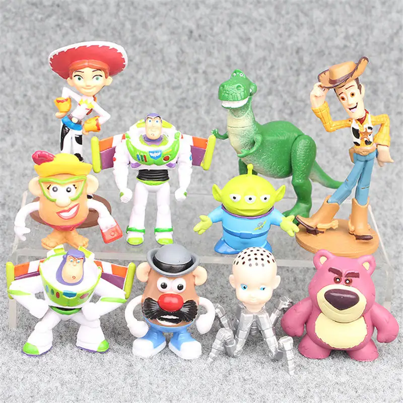 HWR 1010 Pvc Action 4 Figure 7Pcs Buzz Light year Tracy Woody Aliens Jessie Dragon Forky Action Figure Toy Story Set Models Toys