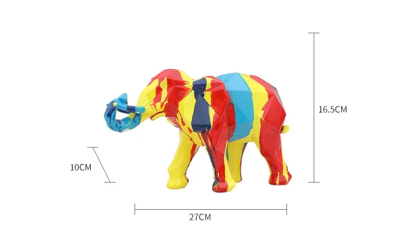 Dripping Color Graffiti Colorful Resin Decoration Cartoon Animal Elephants Small Statues Home Decoration Crafts