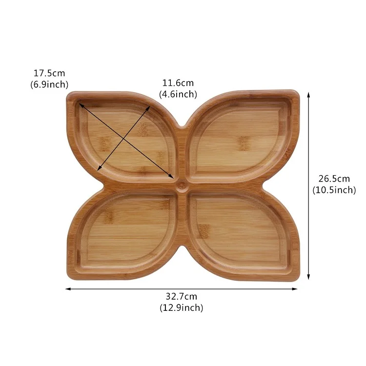 Custom Bamboo Holder Food Container Tapas Tray Windmill Appetizer Dish Charcuterie Platter Salad Sushi Plate For Wholesale