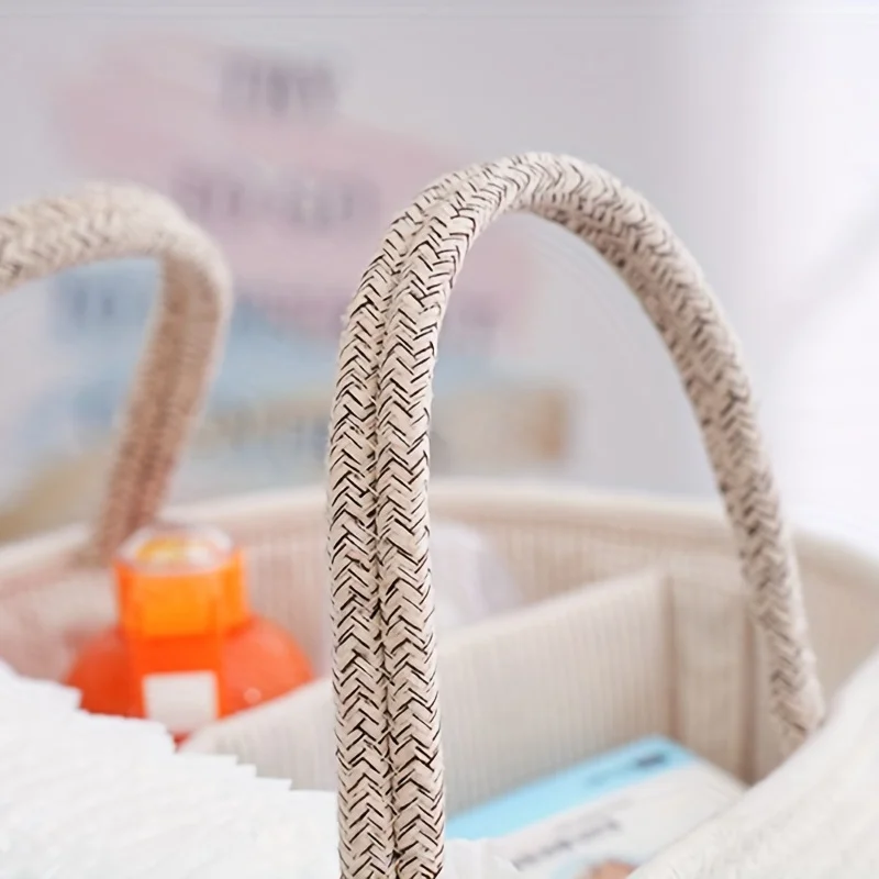 Custom Baby Diaper Caddy Organizer Mommy Nappy Bag Price Tote Cotton Rope Basket Nursery Storage Diaper Caddy Bag for Baby Stuff