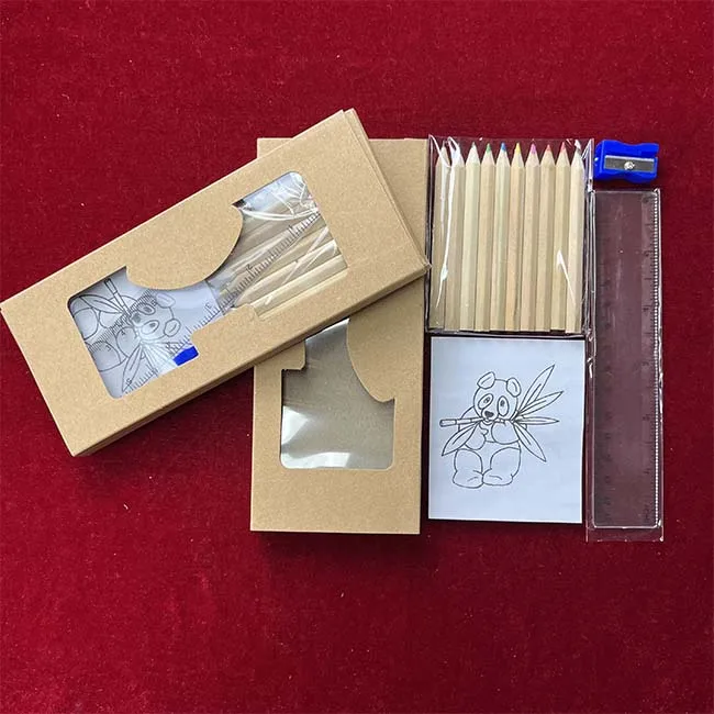 Promotional 3.5 Inch Pencils Mini Colored Pencil Set with Custom Logo Packed in Kraft Paper Box Hexagonal Wood Student Pencil