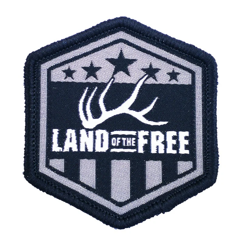 Embroidered Woven Fabric Logo Patch With Velcro Hook Attach for Hats Vest Gear And Tan woven letter Patch