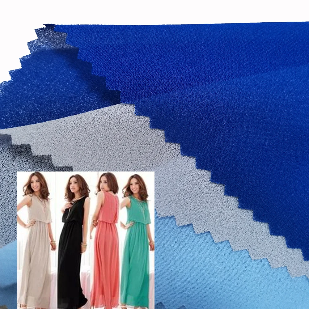 plain 75D 96GSM Recycle PET linen soft pleasantly cool 100% recycle pearl chiffon crepe fabric