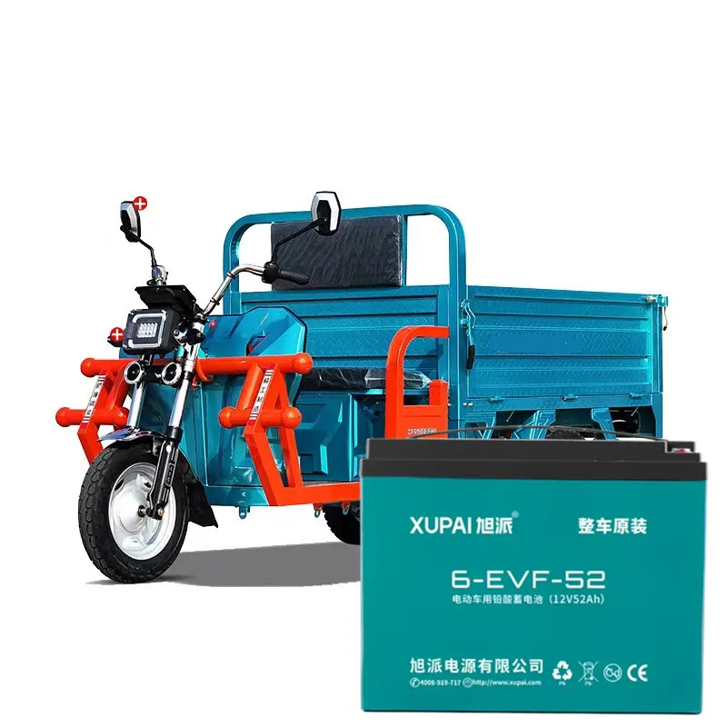 Hot selling 6-DMF-52 52AH electric tricycle battery 12v lead acid batteries made in China