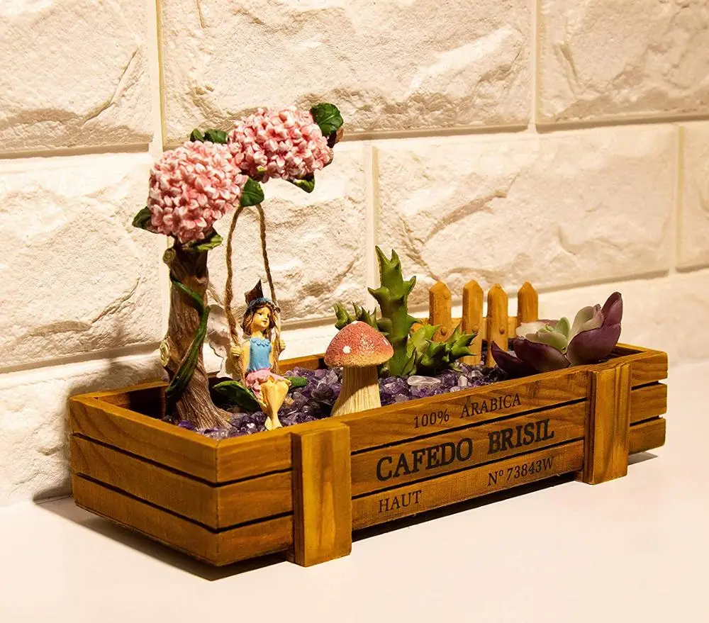 Rectangular Planter Box, Wooden Succulent Plant Trough Box Flower Pot