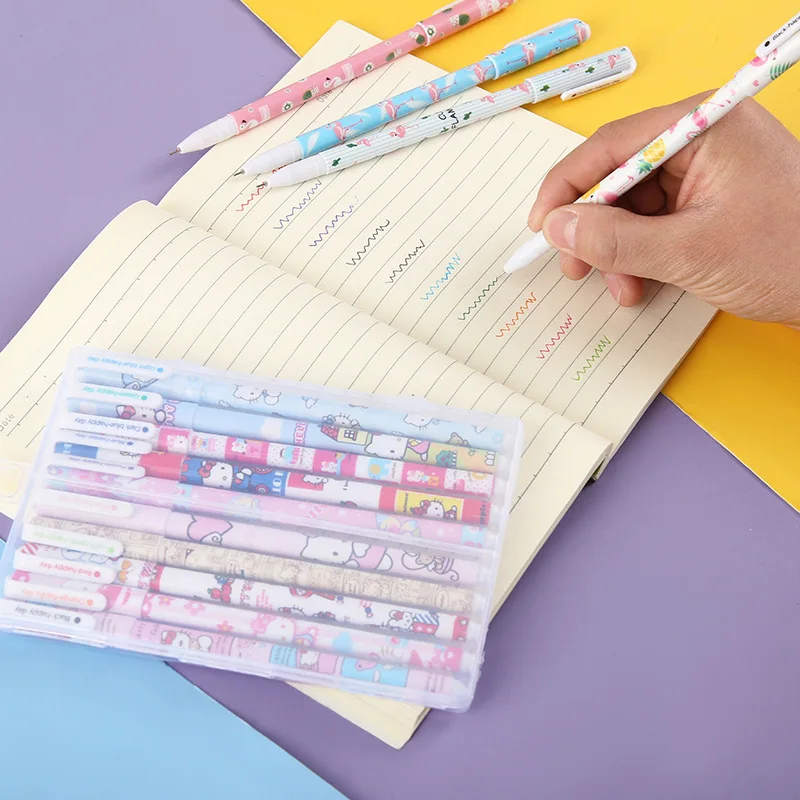 Colored Ink Gel Pens Set for Kids Adult Coloring 0.5mm Extra Fine Point Cute Stationery