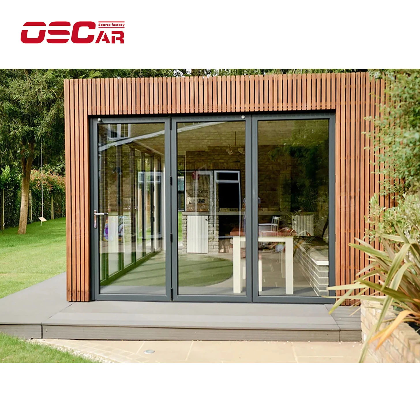 Oscaracso Original Factory Price Heat Insulation System Double Triple Glazed Aluminium Sliding folding Screen doors