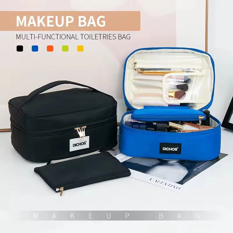 DICHOS Cosmetic Bag Custom Logo Lightweight Nylon Portable Custom Makeup Bag  Travel Storage Handbag With Zipper  For Women