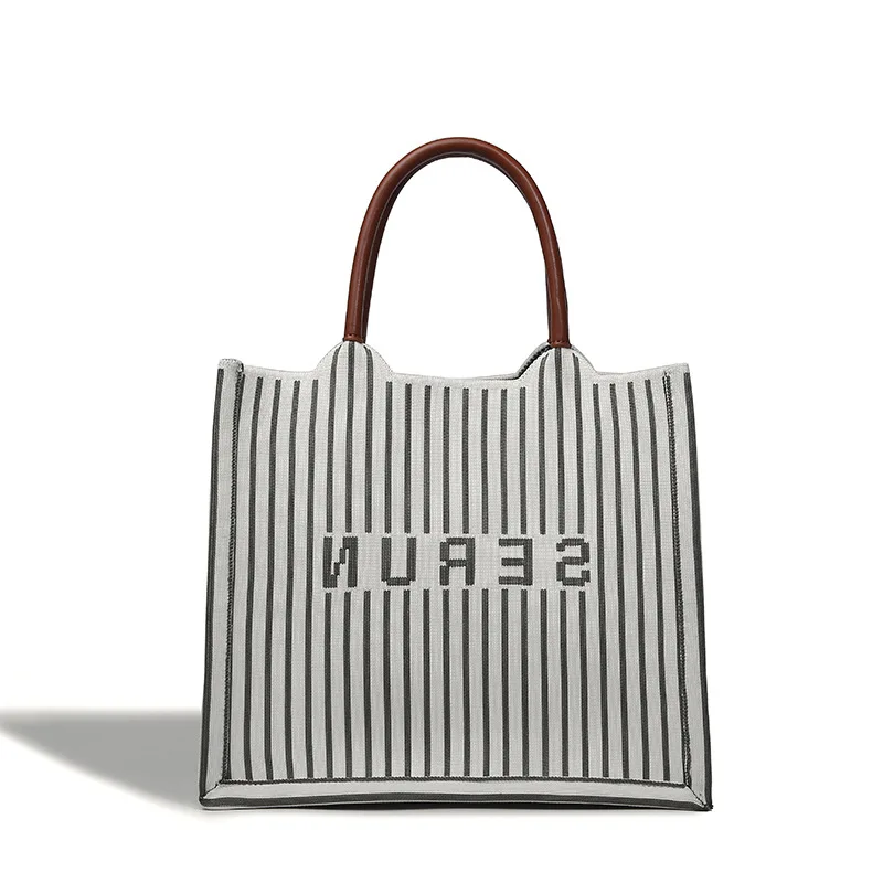 Large Capacity  Handbag For Women New Design Fashion Shoulder Bag Popular Striped Tote Bag