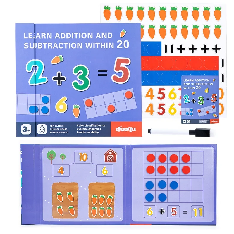 Math Book Educational Diy Early Learning Toy Set Reusable Sticker Books For Children Preschool  Education Activity