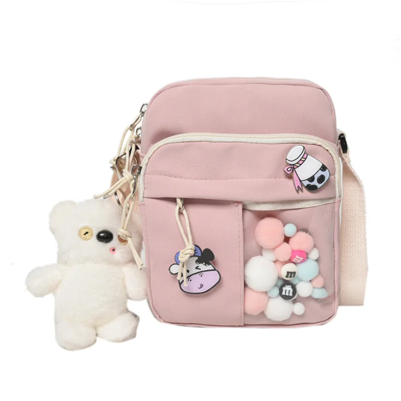 Индивидуальный рюкзак через плечо, кошелек-мессенджер с прозрачным окном, однородные сумки через плечо для аниме, кошачьи булавки, сумка-дисплей