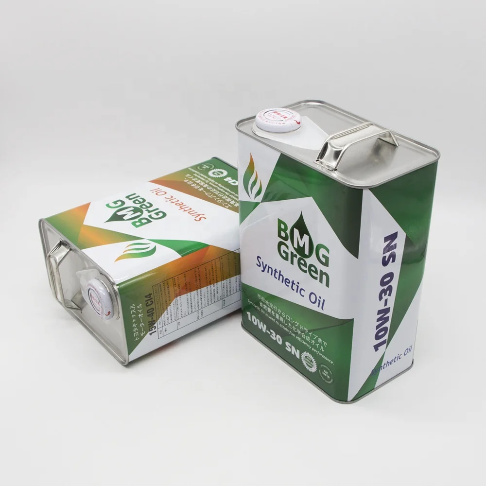Custom 4 liter f-style tin can with metal lid empty engine oil tin can for chemicals lubricant
