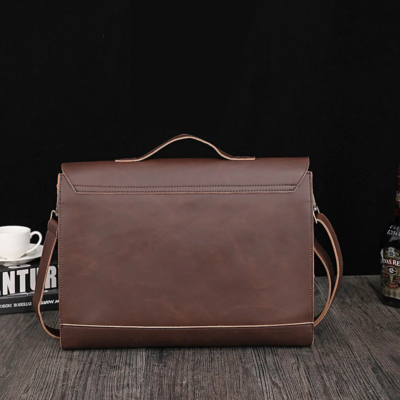 Free Sample Men Leather Messenger Bag Briefcase Laptop Bag Computer Shoulder Satchel Bag 15.6 Inch 17.3 Inch Wholesale Custom