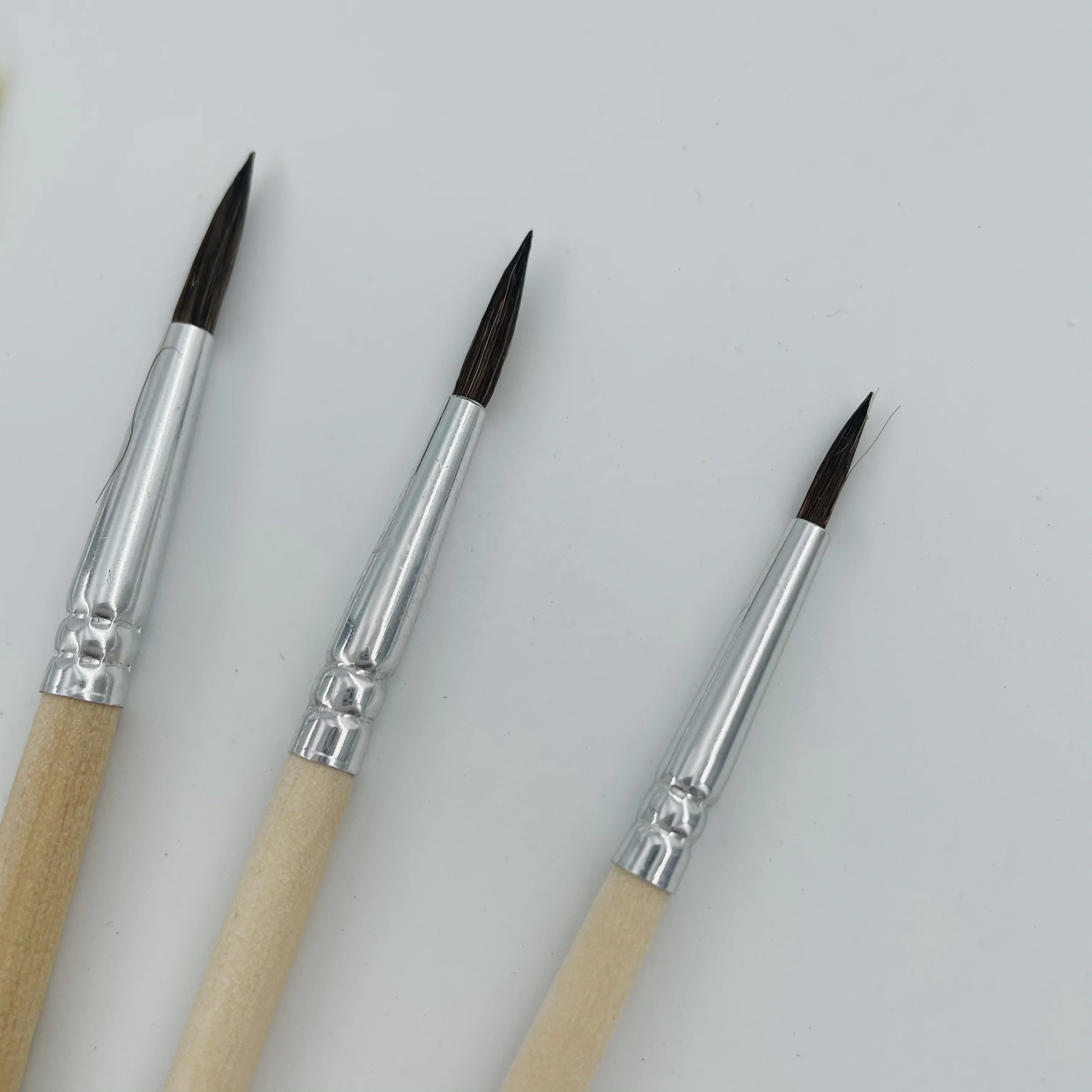 custom logo Amazon hot sale wooden handle aluminum tube pig hog artist brush mixed shape artist paint brush set