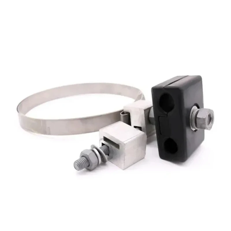 Stainless steel strip down lead clamp for steel pipe pole mount clamp type down lead fixing hardware ADSS down lead clamp