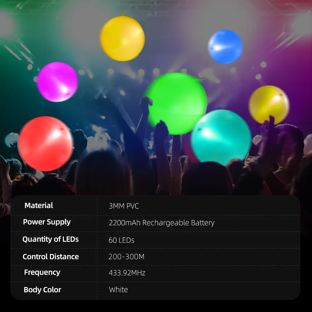 Floating Beach Balls 60cm Inflatable Multi-Color Luminous Party Yard Outdoor Indoor Play LED Lighted Decorative Ball