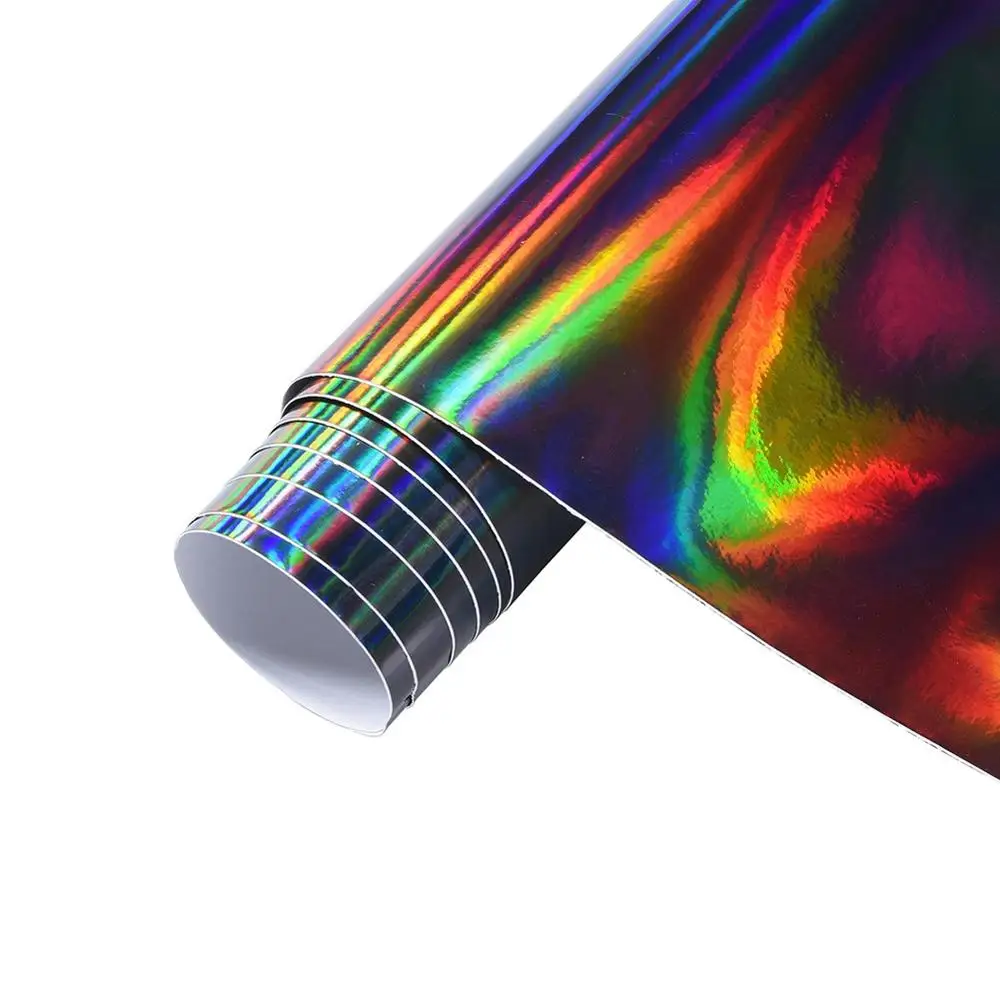 Fordland  holographic Laser Chrome Vinyl with Air Release Bubbles car wrap pvc sticker Car Interior Body Wrap Vinyl Film Sheet