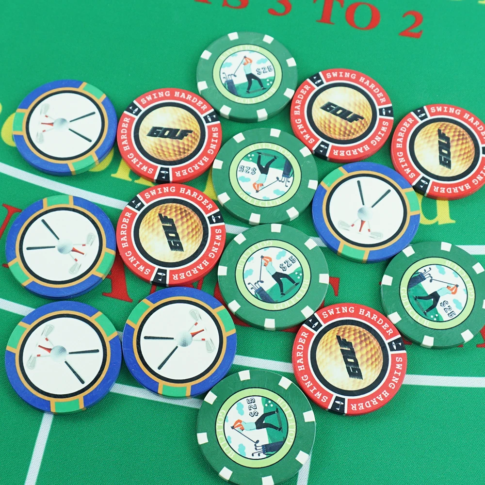 Customized 39mm Ceramic Golf Poker Chips Professional Casino Accessories Texas Blackjack Poker Game Chip Coins