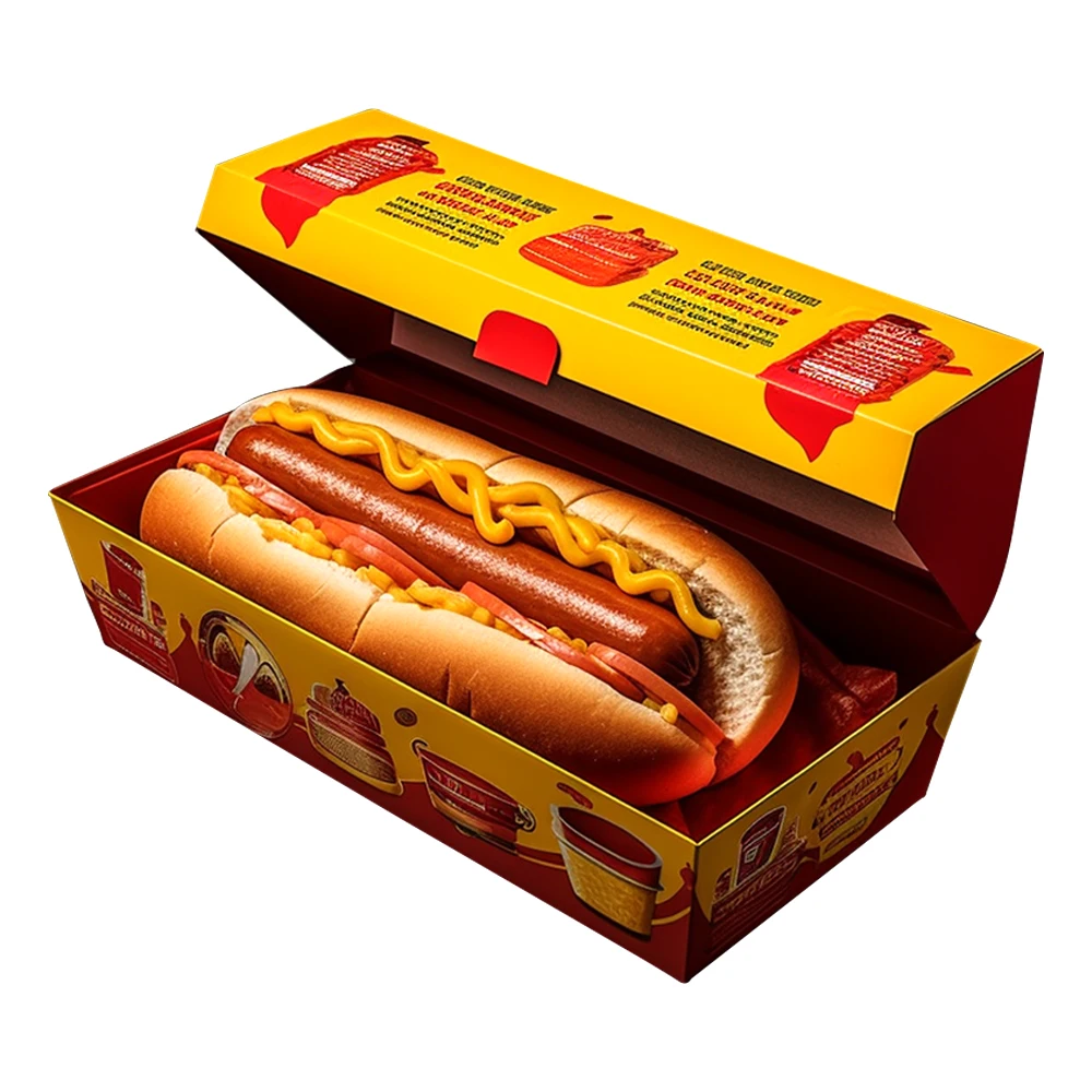 Custom Hot Sales Treat Packaging Bags Flat Bottom Brown Or White Kraft Takeaway Food Sandwich Container Lid Hot Dog Box