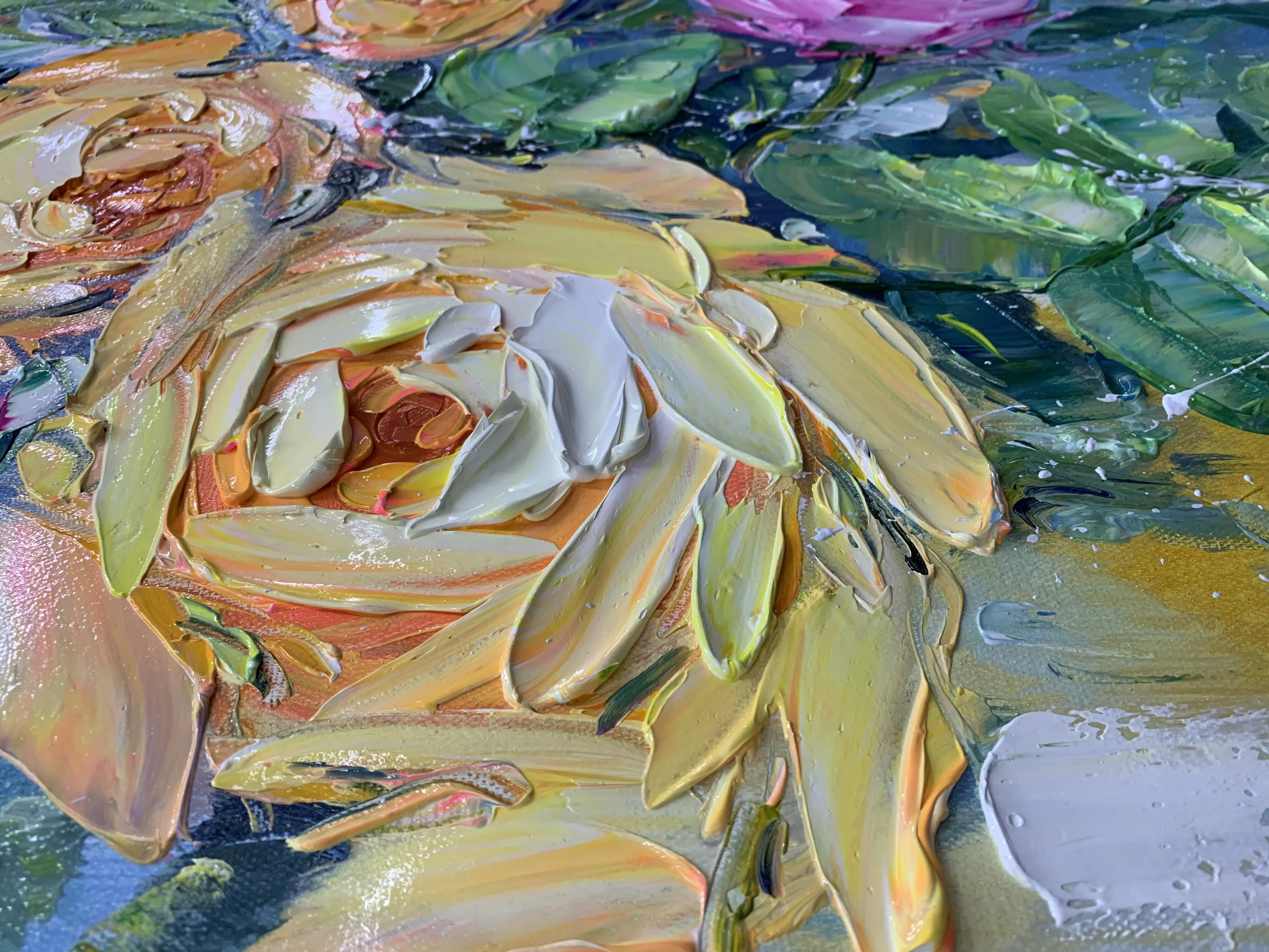 Popular Hot Sale Modern Decoration Oil Paintings Art Wall Painting Canvas Flowers Hand Painted Oil Painting 20*30 inch