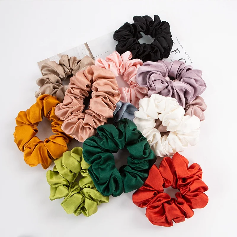 22mm Top Quality Custom 100% Scrunchies Real Pure Mulberry Silk Hair  Elastic Satin Scrunchies
