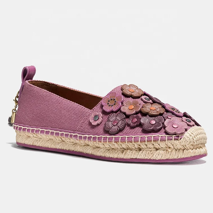 New Autumn Flower fabric Flat Espadrilles Sole Fisherman Shoes