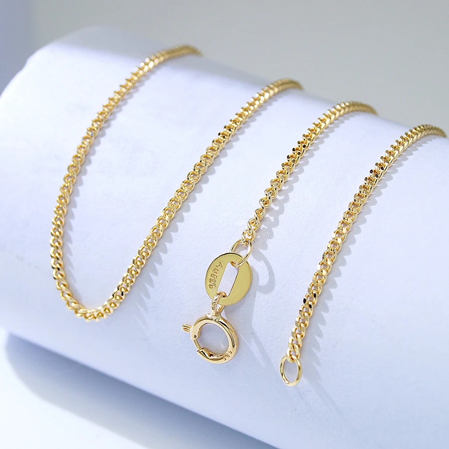GP 14K 18K Solid gold 1.35mm 2.0mm 2.2mm curb miami cuban link real pure gold luxury jewelry gold chain 14k necklace wholesale