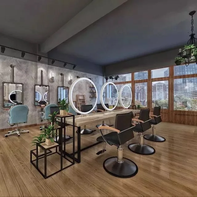 led round mirror station double sided salon styling station