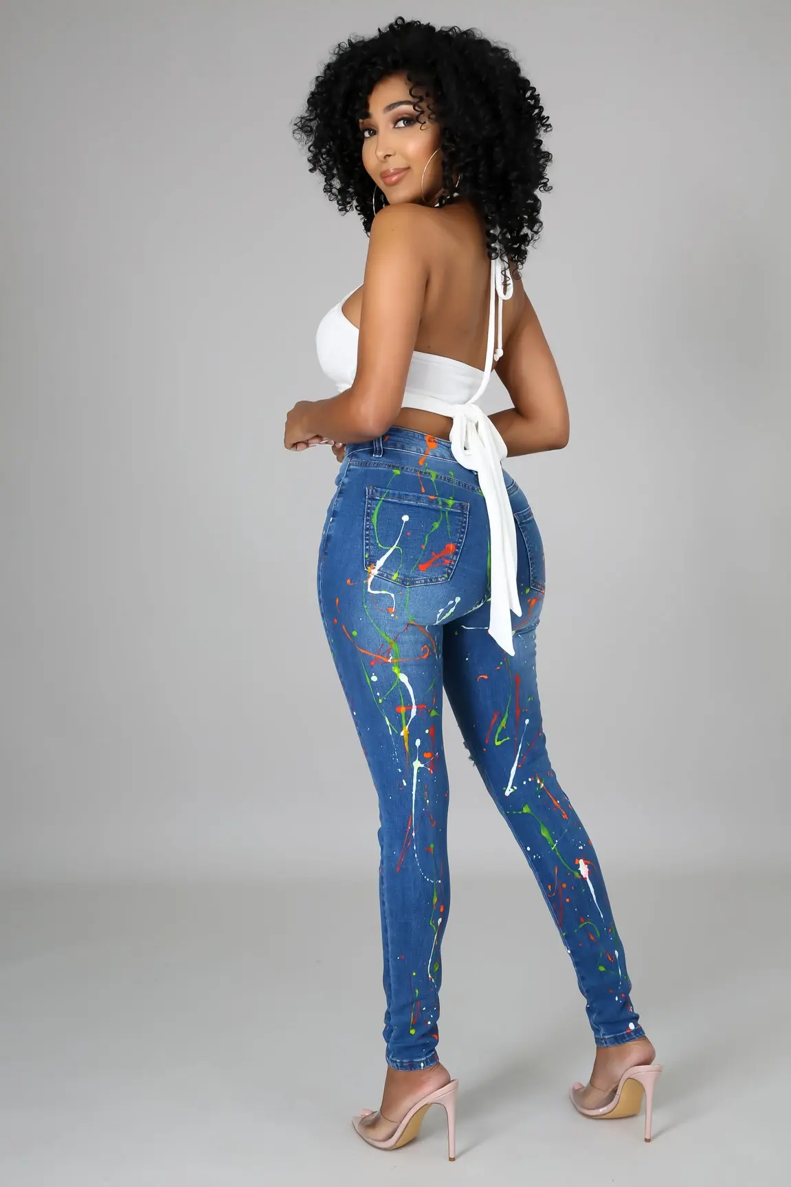 Factory wholesale slim skinny women long jeans fashion high waist elastic stretch ladies jeans