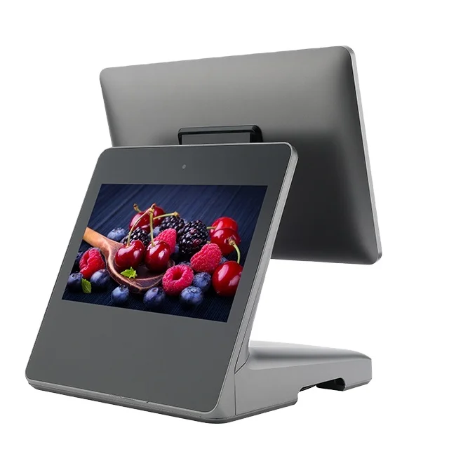 New Design 15.6 Inch Full HD 1080P Dual Screen POS Machine Embedded System with Touch Screen Function Coffee Retail Code Scanner