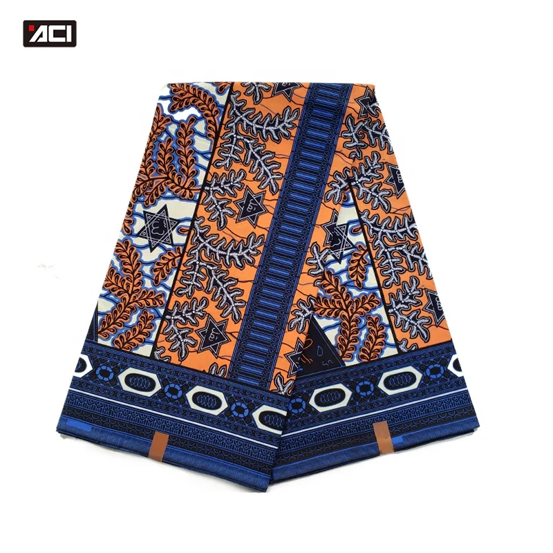 ACI 100% Cotton Wax Fabric Java 6 Yards Loincloth Holland Wax African Fabrics Real Wax Cotton