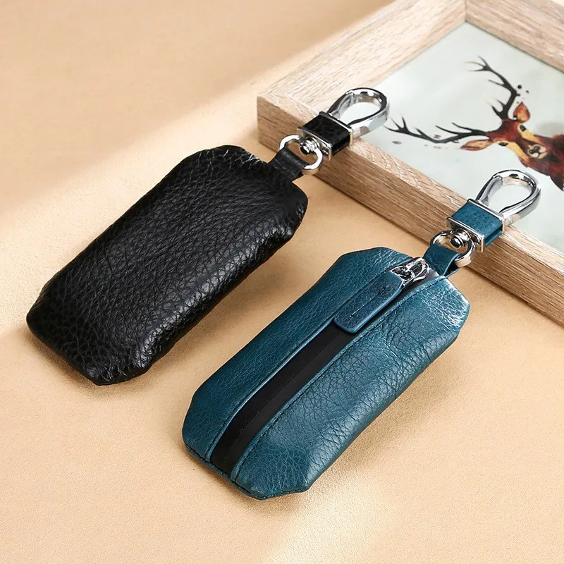 Genuine Leather Auto Cover Key Wallet Car Remote Key Bag Case Holder Protection Cover