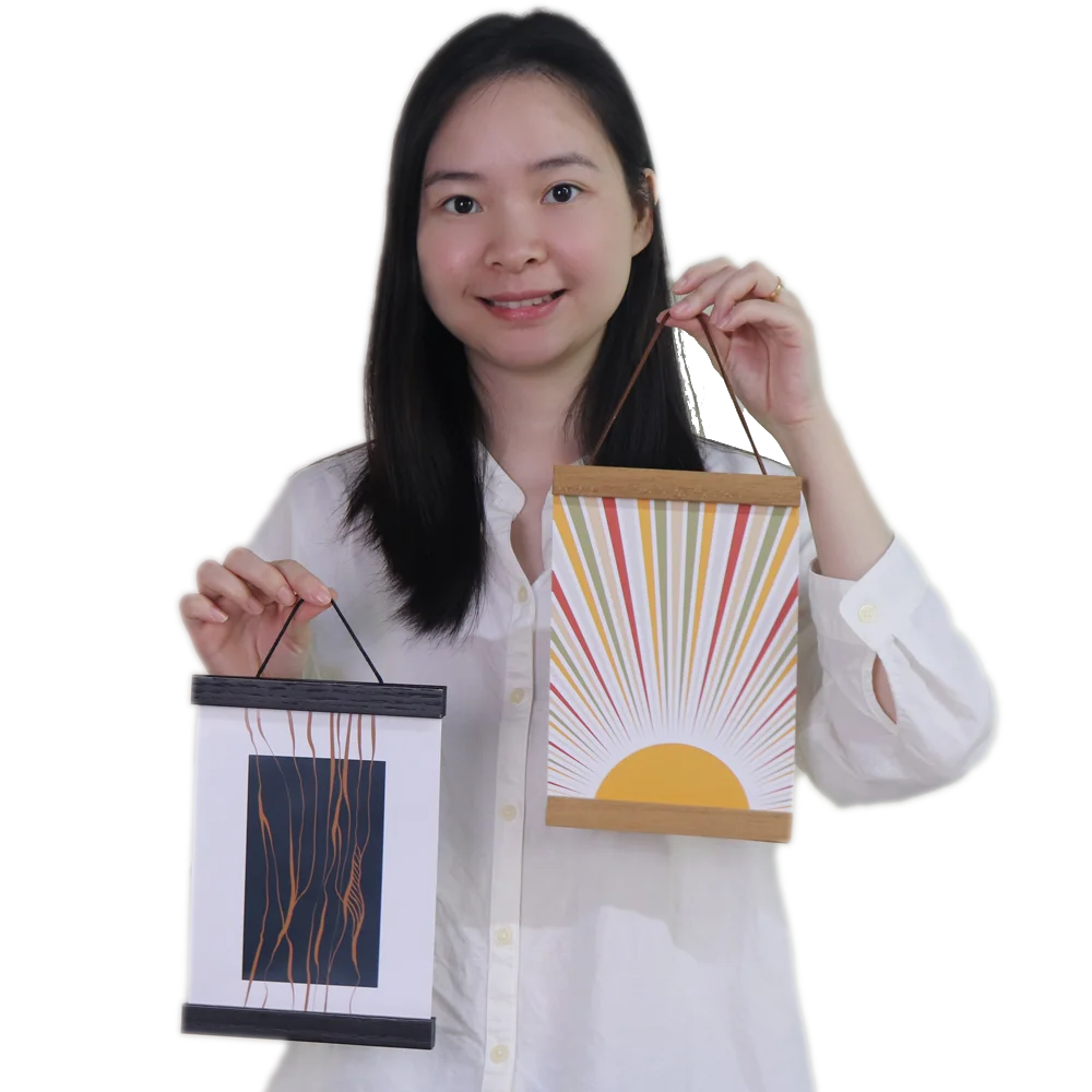 Easy Hanging Mount Black Teak Handcrafted Wooden Minimalist Photo Frames France For Home Decor