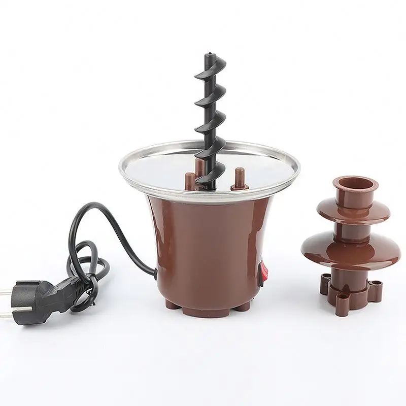 New Mini Chocolate Fountain Three Layers Creative Design Chocolate Melt With Heating Fondue Machine DIY Mini Waterfall Hotpot
