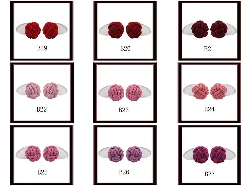 Classic Solid Color Silk Cufflinks for Men Elastic Single Knot with Plastic Button for Wedding Party Gifts