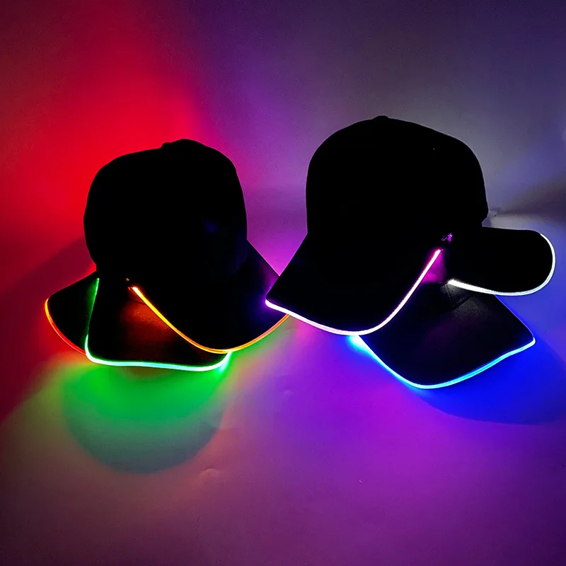Pafu Festival Club Stage Hip-hop Performance Flash Glow Party Hat Rave Accessories LED Hat Light Up Baseball Cap