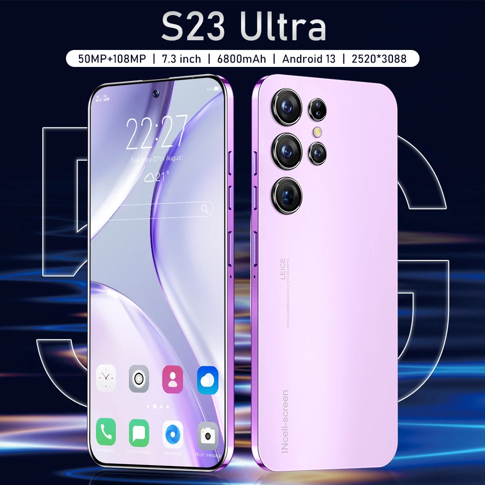 S23 Ultra 5G Smartphone HD Screen QWERTY Keyboard 108MP Rear Camera Wholesale LTE CDMA Octa Core English Face Recognition