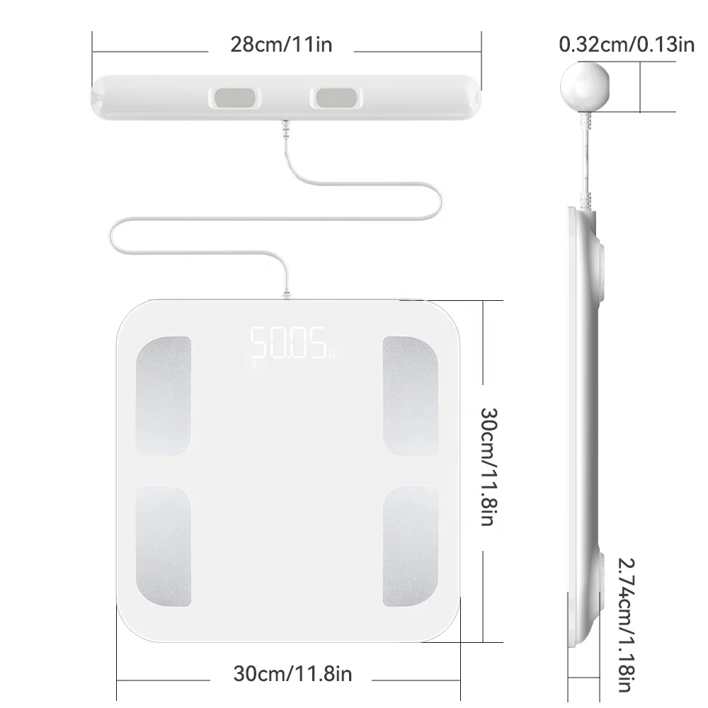 Welland 8 Electrodes Smart Scale Body Mass Index and Body Fat Bioimpedance Bathroom Weight Scale with App Control Sensor Type