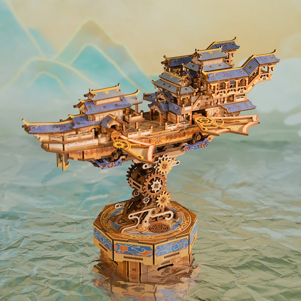 Tonecheer Wind Voyager Transmission Model DIY Assemble Hand-Made Toys Crafts 3D Wooden Boat Puzzles