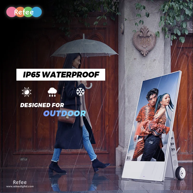 43in portable outdoor waterproof IP65 battery powered high brightness lcd display digital signage advertising display