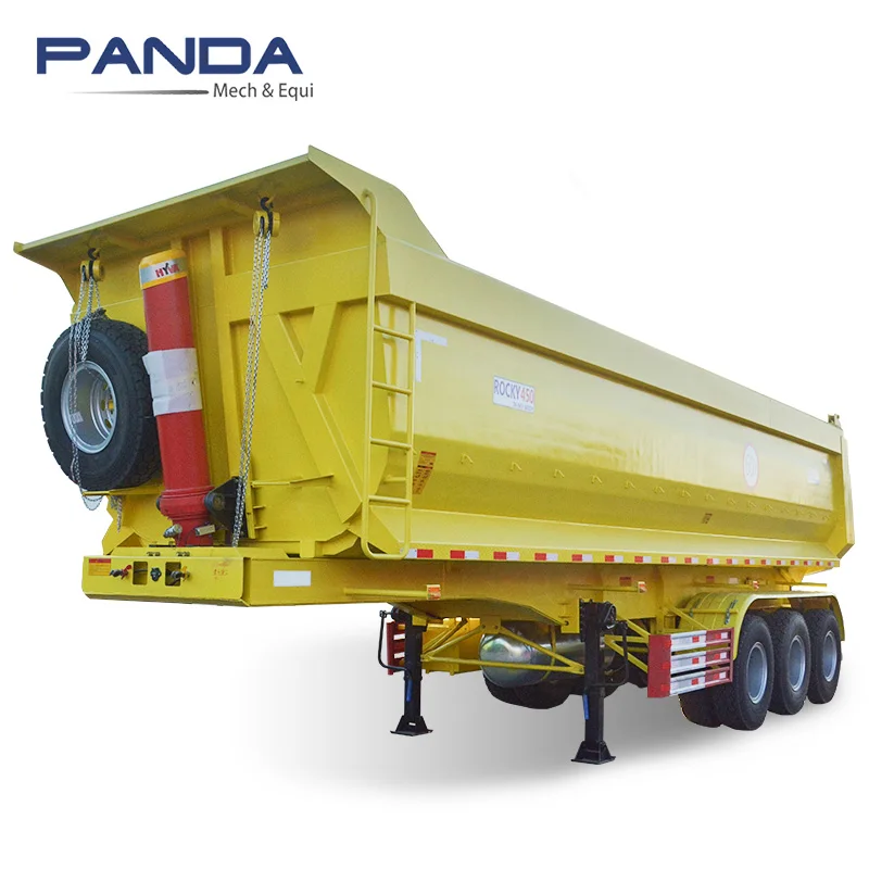 High quality 3 axle 38m3 40cbm rear tipper truck semi trailer used grain /crane for sale