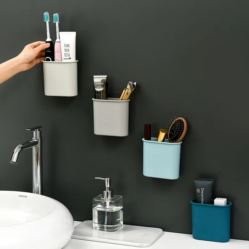 Bathroom wall hanging toothpaste toothbrush storage box Bathroom tape organizer box