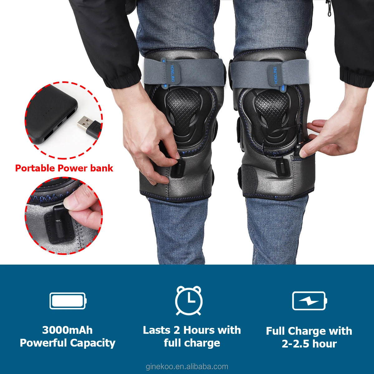 High Quality can be massaged by vibration and heated to keep warm USB Self  Heating Pad Knee Brace
